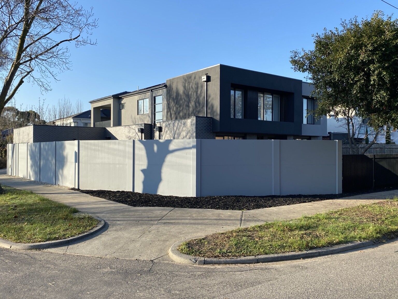 Ashburton pool project: VogueWall with 1200 mm blade fencing, pedestrian gates, sliding-gate package. Photo 4 of 6.