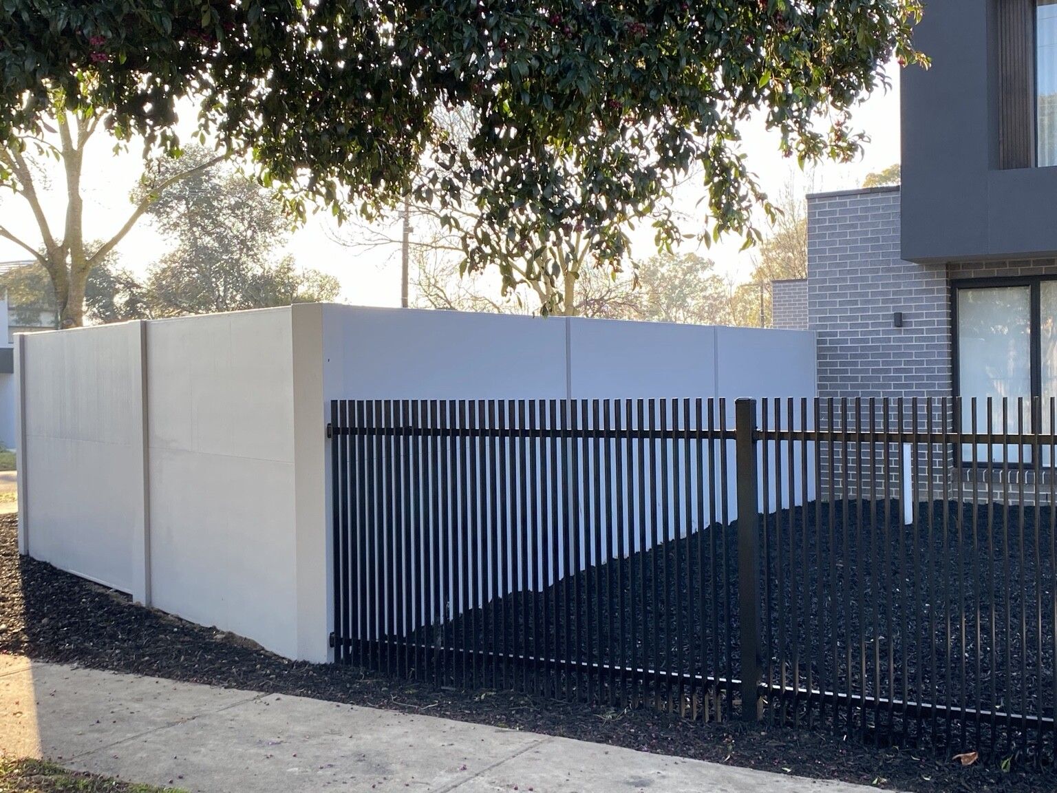 Ashburton pool project: VogueWall with 1200 mm blade fencing, pedestrian gates, sliding-gate package. Photo 5 of 6.